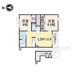 グラン・ジール2 2LDKの間取図画像