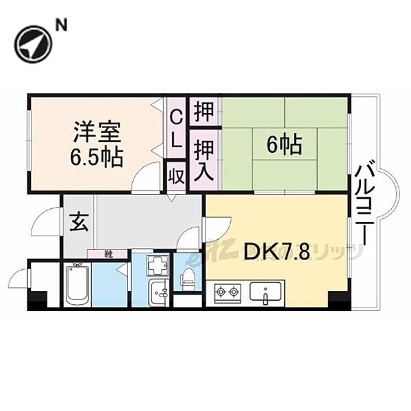 タワー・ア・ラ・モード 204｜奈良県奈良市富雄元町１丁目(賃貸マンション2DK・2階・50.07㎡)の写真 その2