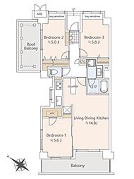 東急クリエール川口戸塚 3LDKの間取図画像