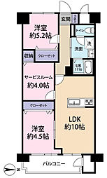 いづみハイツ竹の塚 2SLDKの間取図画像