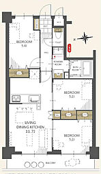 ナイスアーバン北綾瀬第2 3LDKの間取図画像