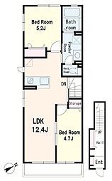 葛飾区東堀切3丁目アパート 2LDKの間取図画像