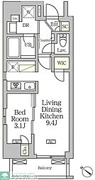 アジールコート松濤 8階1LDKの間取り