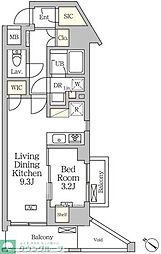 アジールコート松濤 6階1LDKの間取り