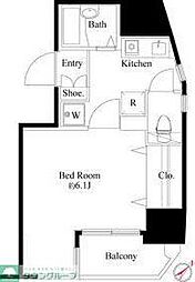 ヴェルト五反田西 5階1Kの間取り