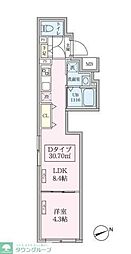スカイコートリュクス品川大崎 1LDKの間取図画像