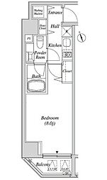 カーサスプレンディッド虎ノ門 8階1Kの間取り