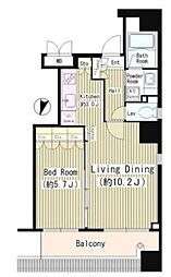 クリアウォータ芝 9階1LDKの間取り