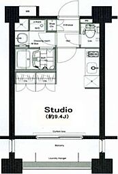 コンフォリア麻布十番 6階ワンルームの間取り
