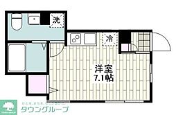 京王井の頭線 池ノ上駅 徒歩10分の賃貸アパート 1階ワンルームの間取り