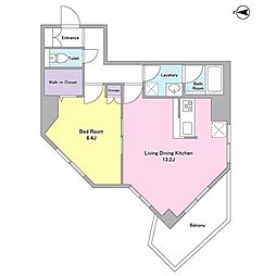 東京メトロ半蔵門線 表参道駅 徒歩14分の賃貸マンション 4階1LDKの間取り