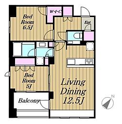 パークナード三田聖坂 2LDKの間取図画像