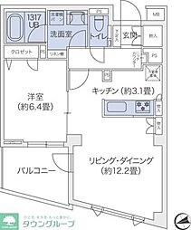 代官山BLESS鉢山 1LDKの間取図画像