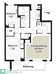 ピアース三宿 2LDKの間取図画像