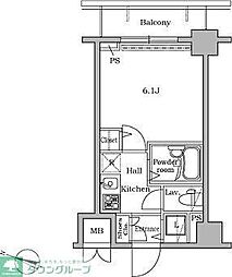 レジディア広尾2 1Kの間取図画像
