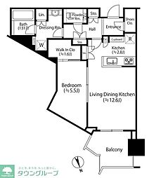 パークタワー勝どきミッド 1LDKの間取図画像