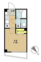 エコロジー都立大学レジデンス 1Kの間取図画像