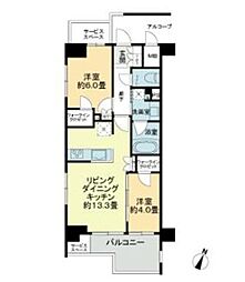 ジオ目黒 2LDKの間取図画像
