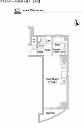 プライムアーバン麻布十番2 ワンルームの間取図画像