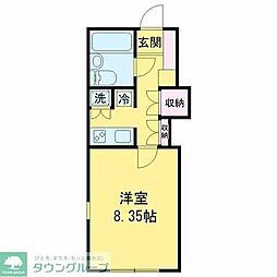 ヴィラ・ハーモニー中目黒 1Kの間取図画像