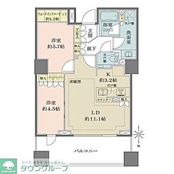 ザ・パークハウス恵比寿 2LDKの間取図画像