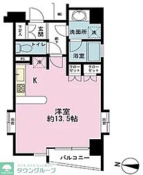エスコートノヴェル南麻布 ワンルームの間取図画像