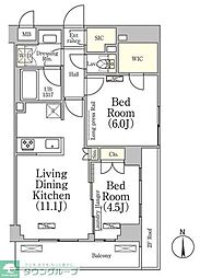 ベルファース大森山王 2LDKの間取図画像