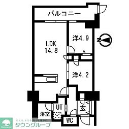 シティコート目黒4号棟 2LDKの間取図画像
