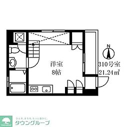 サンダーソンレジデンス ワンルームの間取図画像
