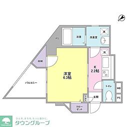 ペルソンボヌール 1Kの間取図画像