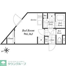ReveResidence白金台 ワンルームの間取図画像