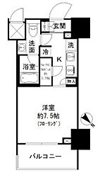 パークリュクス白金高輪 1Kの間取図画像