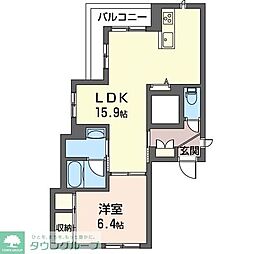 リベルテ戸越 1LDKの間取図画像