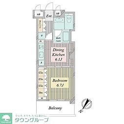 アクティ東仲通り 1DKの間取図画像
