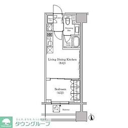 ザ・パークハビオ白金高輪 1LDKの間取図画像