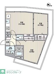 品川区北品川2丁目マンション 2DKの間取図画像