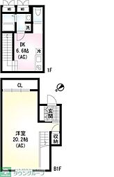 HisuiApartment 1DKの間取図画像