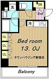 パークハビオ渋谷本町レジデンス ワンルームの間取図画像
