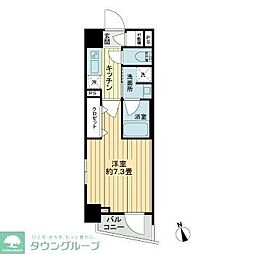 フレシア中目黒 1Kの間取図画像