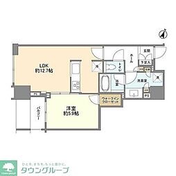 大崎ウエストシティタワーズE棟 1LDKの間取図画像