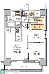 リビオメゾン芝浦 2LDKの間取図画像