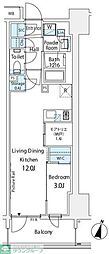 リビオ北品川リバーサイドテラス 1LDKの間取図画像