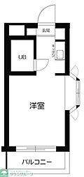 ユースフル祐天寺No.2 ワンルームの間取図画像