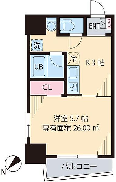 東京都板橋区中丸町(賃貸マンション1K・2階・26.00㎡)の写真 その2