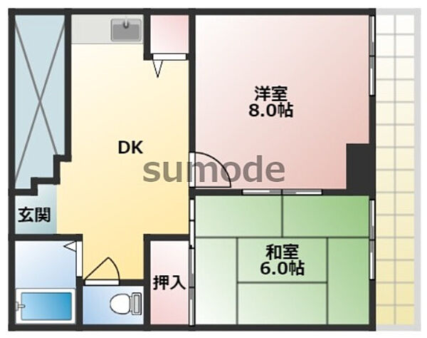 メゾン茨木 ｜大阪府茨木市西駅前町(賃貸マンション2DK・3階・38.79㎡)の写真 その2