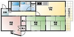 サンライズカーサ 4階3LDKの間取り