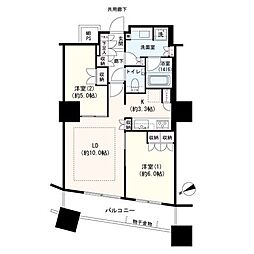 ザ・パークハウス西新宿タワー60 2LDKの間取図画像