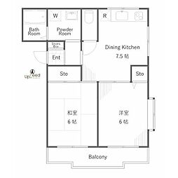 第二浅野マンション 2階2DKの間取り