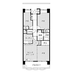 ビレッジハウス東松山タワー1号棟 8階3LDKの間取り