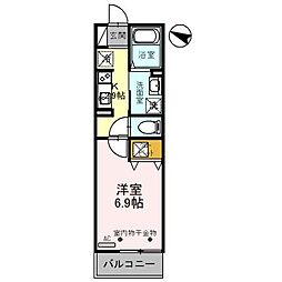 スリール ドゥ 2階1Kの間取り